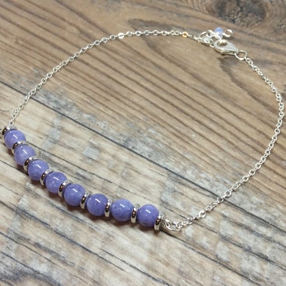 Angelite anklet, Sterling Silver, healing anklet, blue anklet - Picture 4 of 8
